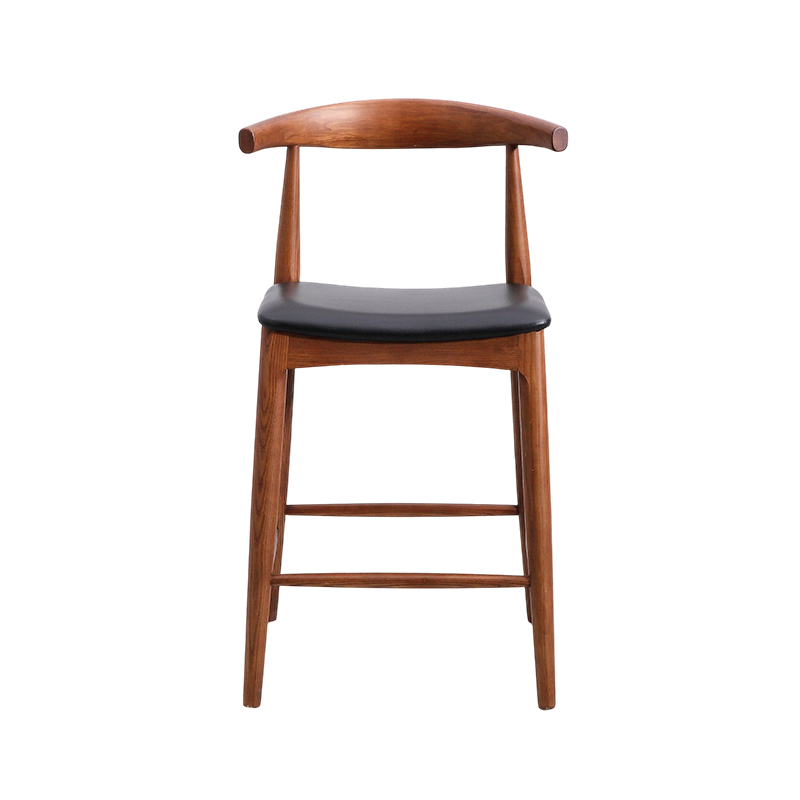 Tabouret de bar avec siège en cuir et dossier incurvé