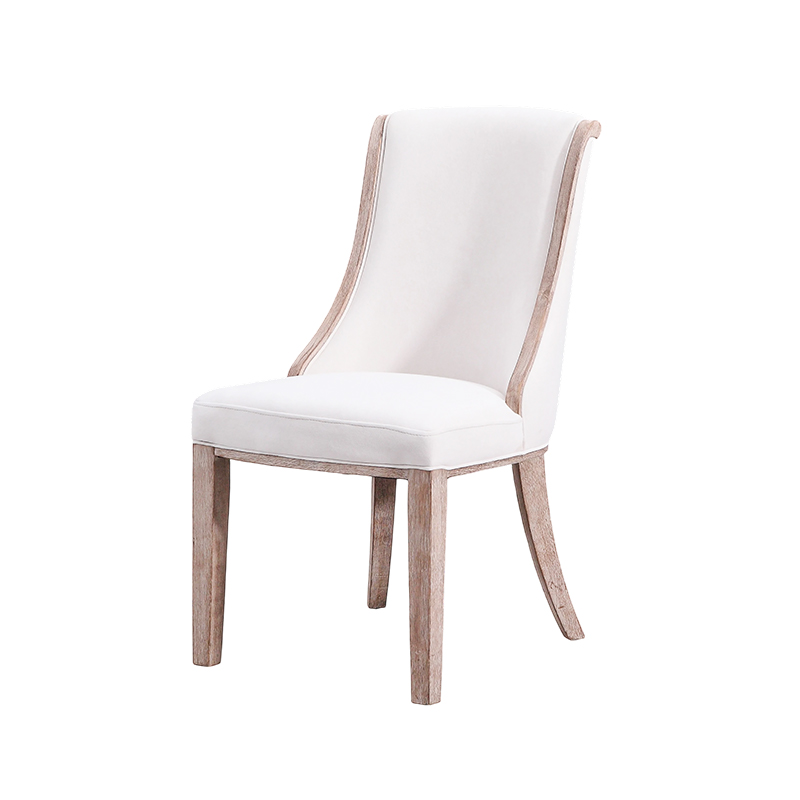 Chaise de salle à manger rembourrée avec coussin blanc uni