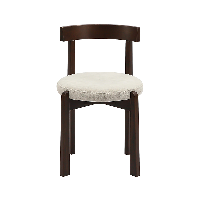 Chaise rembourrée à coussin rond avec cadre au fini peinture beige