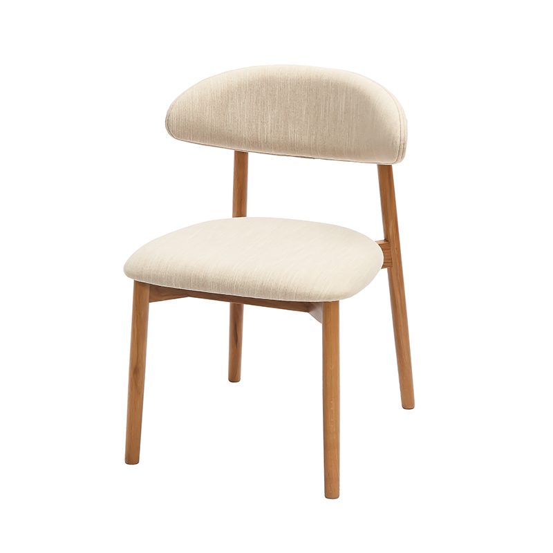 Chaise de salle à manger rembourrée en chêne avec coussin blanc cassé