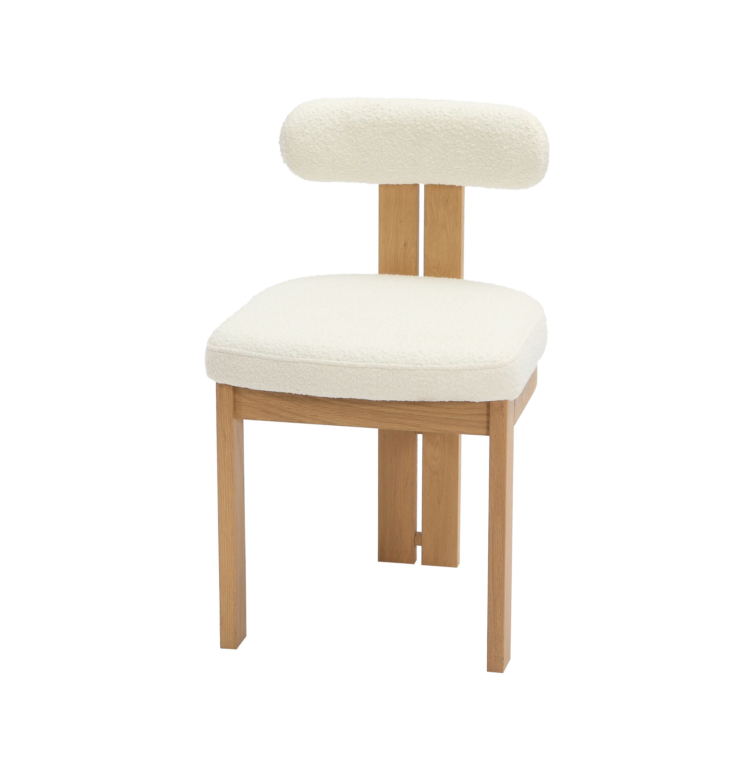 Chaise rembourrée de salle à manger trépied avec coussin à dossier incurvé